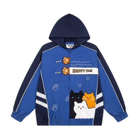 WES®️| ÁO KHOÁC VẢI THÔ THÊU HỌA TIẾT HOẠT HÌNH HAPPY TIME UNISEX W807