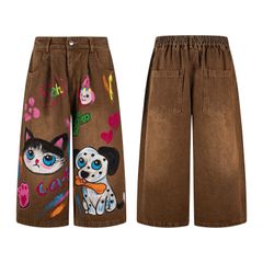 WES®️| QUẦN DENIM THÊU, VẼ HOẠT HÌNH RETRO WASH DÁNG RỘNG UNISEX K102 K104 K105