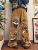 WES®️| QUẦN JEANS RETRO THÊU HỌA TIẾT HOẠT HÌNH VUI NHỘN ỐNG RỘNG WASH UNISEX WES6192