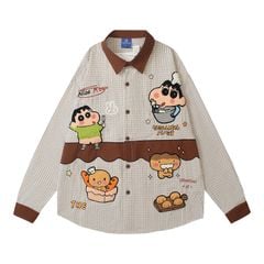 WES®️| ÁO SƠ MI DÀI TAY THÊU HỌA TIẾT HOẠT HÌNH UNISEX YH1135