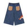 WES®️| QUẦN SHORT DENIM THÊU HOẠT HÌNH CAT DÁNG RỘNG UNISEX 6227