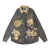 WES®️| ÁO SƠ MI JEAN DÀI TAY THÊU HỌA TIẾT HOẠT HÌNH UNISEX HY956