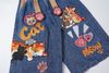 WES®️| QUẦN SHORT DENIM THÊU HOẠT HÌNH CAT DÁNG RỘNG UNISEX 6227