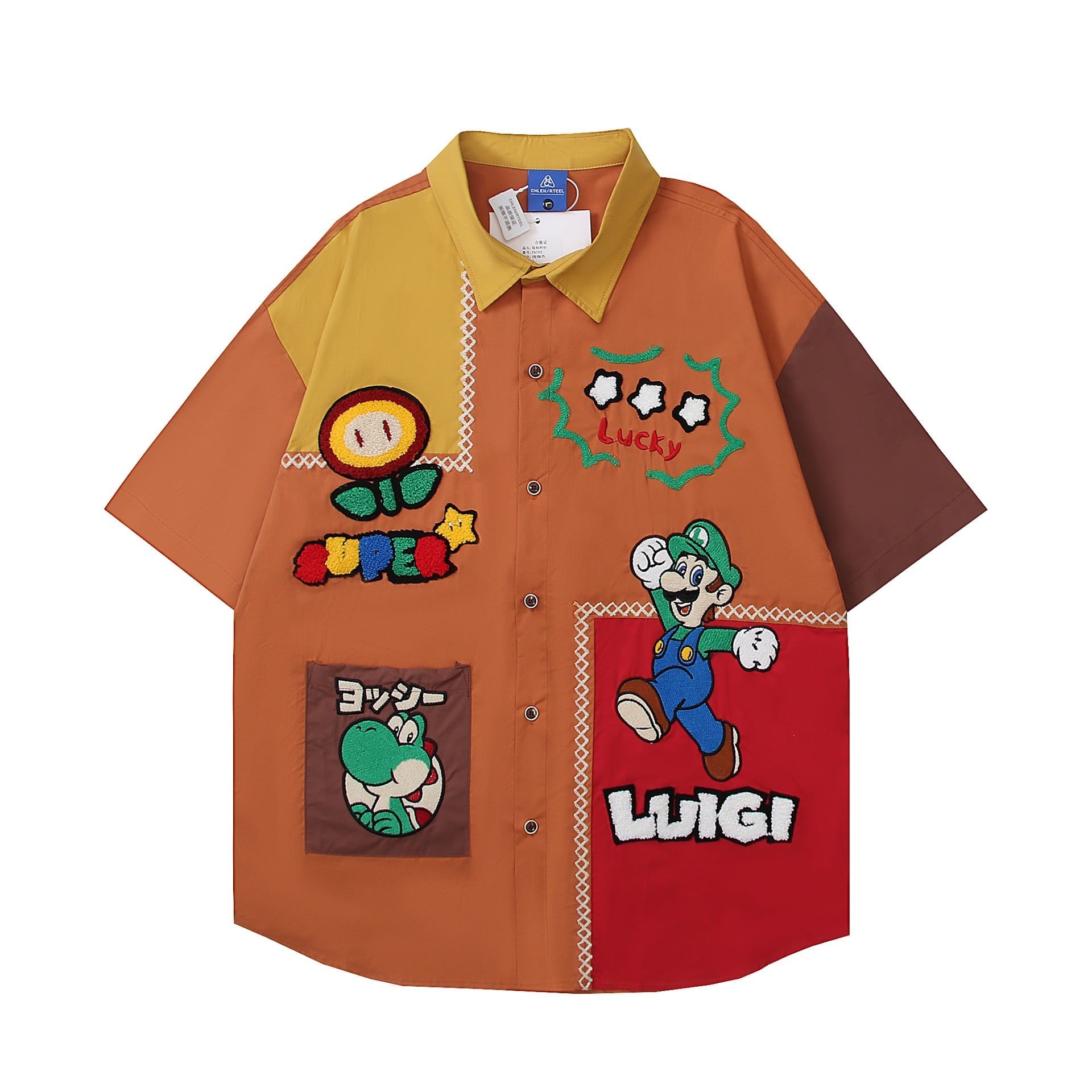 WES®️| ÁO SƠ MI NGẮN TAY THÊU HỌA TIẾT HOẠT HÌNH  UNISEX YH702