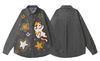 WES®️| ÁO SƠ MI JEAN DÀI TAY THÊU HỌA TIẾT HOẠT HÌNH UNISEX HY1006