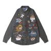 WES®️| ÁO SƠ MI JEAN DÀI TAY THÊU HỌA TIẾT HOẠT HÌNH SHINCHAN UNISEX HY1128