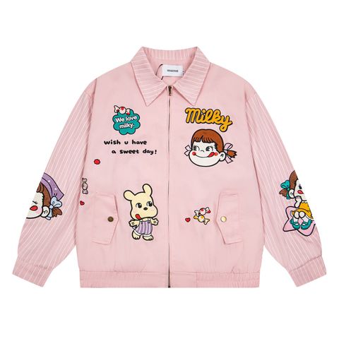 WES®️| ÁO KHOÁC VẢI THÔ THÊU HỌA TIẾT HOẠT HÌNH PEKO UNISEX 8132