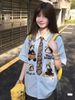 WES®️| ÁO SƠ MI NGẮN TAY THÊU HỌA TIẾT HOẠT HÌNH UNISEX 5155
