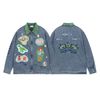 WES®️| ÁO KHOÁC DENIM CỔ BẺ THÊU HỌA TIẾT ĐỘNG VẬT RETRO UNISEX WES5114