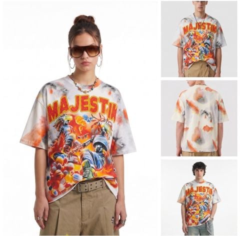 FK®️| ÁO THUN NGẮN TAY CỔ TRÒN COTTON IN HÌNH KTS RÁCH ĐÍNH ĐÁ MAJESTIK FK13