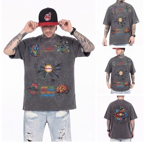 FK®️| ÁO THUN NGẮN TAY CỔ TRÒN COTTON IN HÌNH KTS FK12