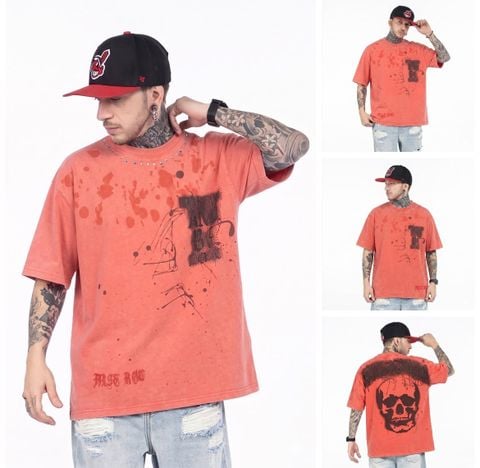 FK®️| ÁO THUN NGẮN TAY CỔ TRÒN COTTON IN HÌNH KTS RÁCH ĐÍNH ĐÁ FK04