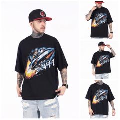 FK®️| ÁO THUN NGẮN TAY CỔ TRÒN COTTON IN HÌNH KTS ROCKETS ĐÍNH ĐÁ FK20