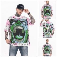 FK®️| ÁO THUN NGẮN TAY CỔ TRÒN COTTON IN HÌNH KTS ĐÍNH ĐÁ FK25