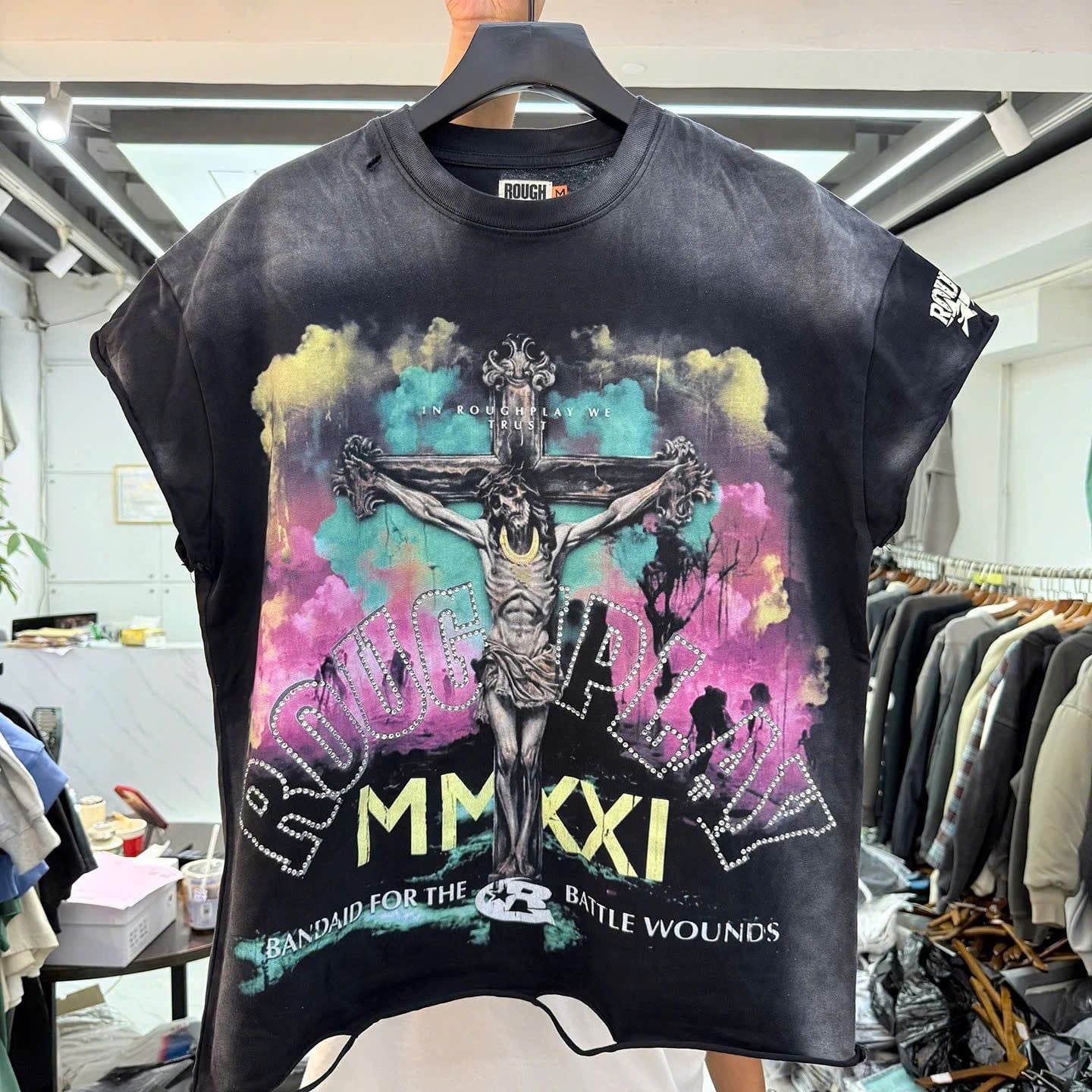 FK®️| ÁO THUN NGẮN TAY CỔ TRÒN COTTON IN HÌNH KTS ĐÍNH ĐÁ FK48