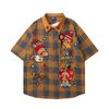 WES®️| ÁO SƠ MI NGẮN TAY THÊU HỌA TIẾT HOẠT HÌNH  UNISEX YH983