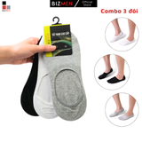 Combo 3 Đôi Tất Giày Lười Nam Cotton, Kháng Khuẩn-Khử Mùi, Chống Tuột Gót Bizmen