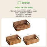 Giỏ đựng đồ giả mây BAMBOOO ECO hộp nhựa để điều khiển, đồ ăn vặt, mỹ phẩm, vật dụng gia đình