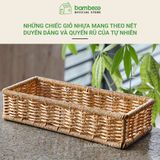 Hộp đựng đồ lặt vặt giả mây BAMBOOO ECO giỏ nhựa đựng điều khiển, gia vị, mỹ phẩm, vật dụng gia đình