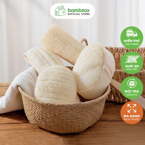 Bông tắm xơ mướp BAMBOOO ECO tự nhiên, tẩy da chết, massage linh hoạt