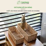 Hộp đựng đồ lặt vặt giả mây BAMBOOO ECO giỏ nhựa đựng điều khiển, gia vị, mỹ phẩm, vật dụng gia đình
