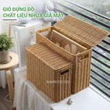 Giỏ nhựa giả mây có nắp BAMBOOO ECO thùng đựng đồ cao hẹp - tiết kiệm không gian - gọn gàng góc tủ