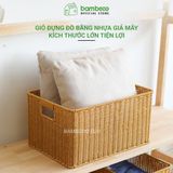 Giỏ nhựa giả mây BAMBOOO ECO đựng quần áo, đồ chơi, vật dụng gia đình, tủ kệ phòng khách, phòng ngủ