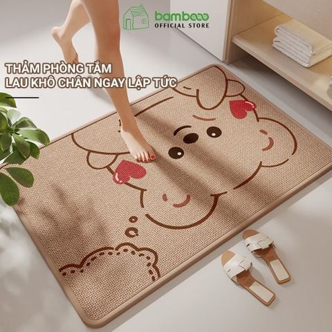 Thảm Lau Chân Hình Gấu BAMBOOO ECO Chống Trượt Siêu Thấm Hút Thiết Kế Tinh Tế Cho Mọi Nhà