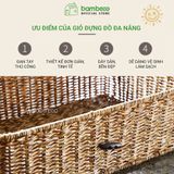 Hộp đựng đồ giả mây có nắp BAMBOOO ECO giỏ lưu trữ phong cách Châu Âu, tiện dụng cho gia đình