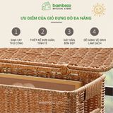 Giỏ nhựa giả mây có nắp BAMBOOO ECO thùng đựng đồ cao hẹp - tiết kiệm không gian - gọn gàng góc tủ