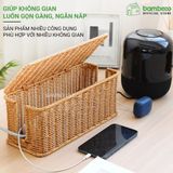 Hộp đựng dây điện giả mây, hộp che ổ cắm, quản lý dây sạc bàn làm việc, kệ tivi – BAMBOOO ECO