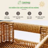 Giỏ đựng đồ giả mây BAMBOOO ECO hộp nhựa để điều khiển, đồ ăn vặt, mỹ phẩm, vật dụng gia đình