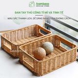 Giỏ đựng đồ giả mây BAMBOOO ECO hộp nhựa để điều khiển, đồ ăn vặt, mỹ phẩm, vật dụng gia đình