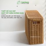Giỏ nhựa giả mây có nắp BAMBOOO ECO thùng đựng đồ cao hẹp - tiết kiệm không gian - gọn gàng góc tủ