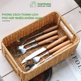 Giỏ đựng đồ giả mây BAMBOOO ECO hộp nhựa để điều khiển, đồ ăn vặt, mỹ phẩm, vật dụng gia đình