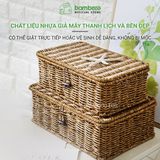 Hộp đựng đồ giả mây có nắp BAMBOOO ECO giỏ lưu trữ phong cách Châu Âu, tiện dụng cho gia đình