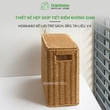 Giỏ nhựa giả mây có nắp BAMBOOO ECO thùng đựng đồ cao hẹp - tiết kiệm không gian - gọn gàng góc tủ