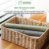 Hộp đựng đồ giả mây có nắp BAMBOOO ECO giỏ lưu trữ phong cách Châu Âu, tiện dụng cho gia đình