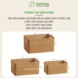 Giỏ nhựa giả mây BAMBOOO ECO đựng quần áo, đồ chơi, vật dụng gia đình, tủ kệ phòng khách, phòng ngủ