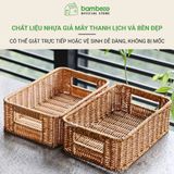 Giỏ đựng đồ giả mây BAMBOOO ECO hộp nhựa để điều khiển, đồ ăn vặt, mỹ phẩm, vật dụng gia đình