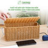 Hộp đựng dây điện giả mây, hộp che ổ cắm, quản lý dây sạc bàn làm việc, kệ tivi – BAMBOOO ECO