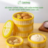 Xửng hấp tre đa năng BAMBOOO ECO lồng hấp bánh bao, dimsum có nắp, dùng trong nhà hàng, khách sạn