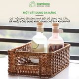 Giỏ đựng đồ giả mây BAMBOOO ECO hộp nhựa để điều khiển, đồ ăn vặt, mỹ phẩm, vật dụng gia đình
