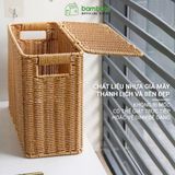 Giỏ nhựa giả mây có nắp BAMBOOO ECO thùng đựng đồ cao hẹp - tiết kiệm không gian - gọn gàng góc tủ