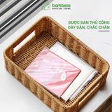 Giỏ đựng đồ giả mây BAMBOOO ECO hộp nhựa để điều khiển, đồ ăn vặt, mỹ phẩm, vật dụng gia đình