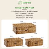 Hộp đựng đồ giả mây có nắp BAMBOOO ECO giỏ lưu trữ phong cách Châu Âu, tiện dụng cho gia đình