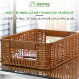 Giỏ đựng đồ giả mây BAMBOOO ECO hộp nhựa để điều khiển, đồ ăn vặt, mỹ phẩm, vật dụng gia đình