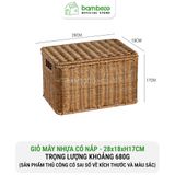 Giỏ Nhựa Giả Mây Có Nắp BAMBOOO ECO Giúp Bảo Quản Đồ Dùng Gọn Gàng Chống Bụi Hiệu Quả