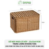 Giỏ Nhựa Giả Mây Có Nắp BAMBOOO ECO Giúp Bảo Quản Đồ Dùng Gọn Gàng Chống Bụi Hiệu Quả