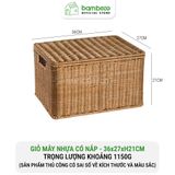 Giỏ Nhựa Giả Mây Có Nắp BAMBOOO ECO Giúp Bảo Quản Đồ Dùng Gọn Gàng Chống Bụi Hiệu Quả